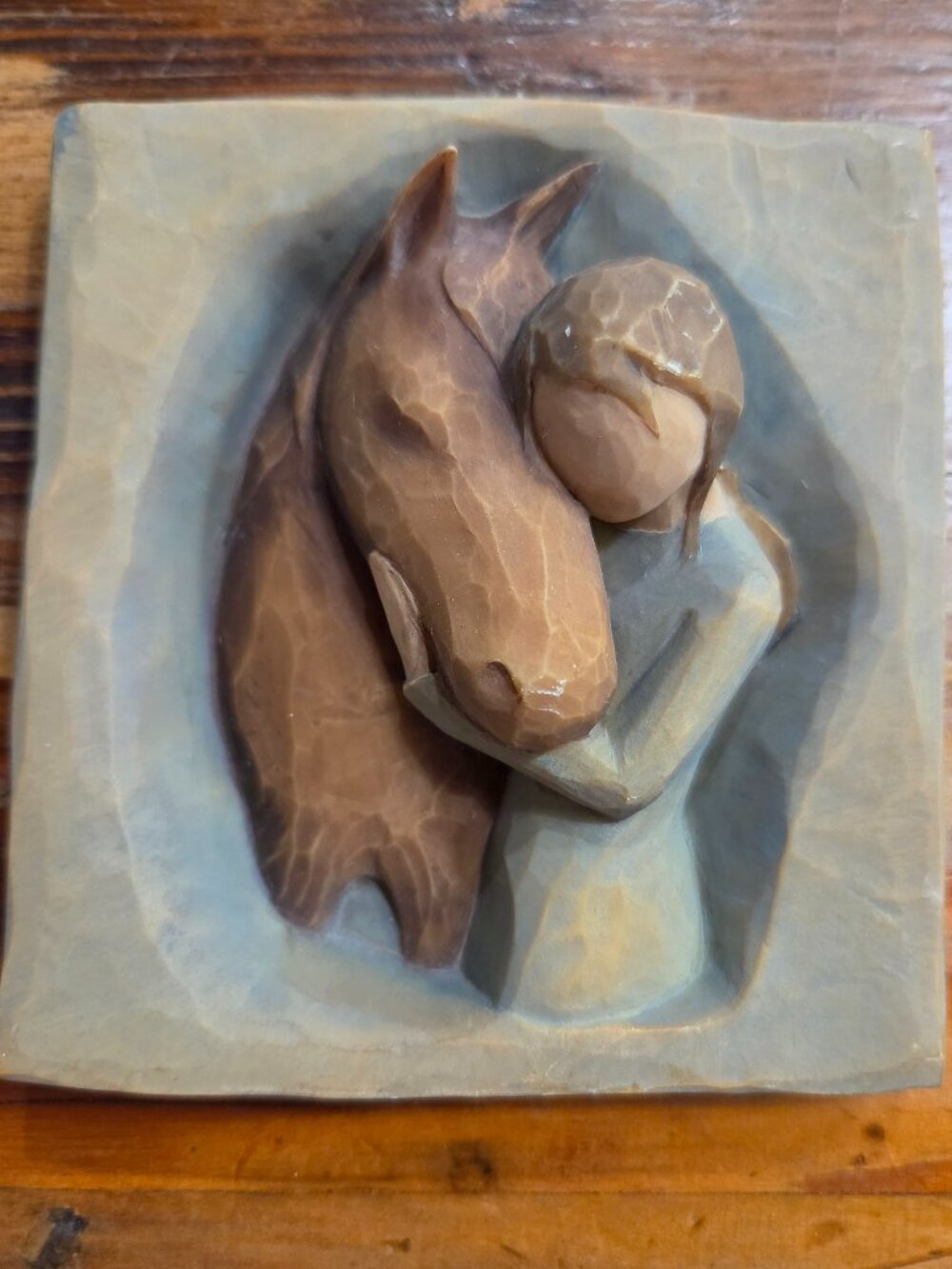 Willow Tree Quiet Strength Resin Horse Girl Wall Plaque 4" Susan Lordi 2005